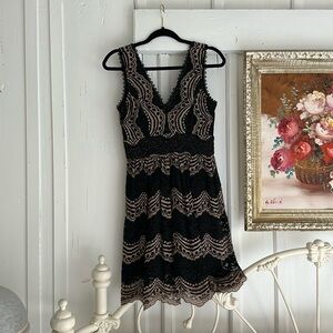 Black and Taupe Lace dress